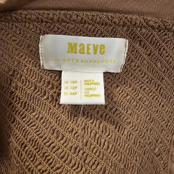 Beige Anthropologie Maeve Women's Ruffled Smocked Crop Top - Picture 3 of 7